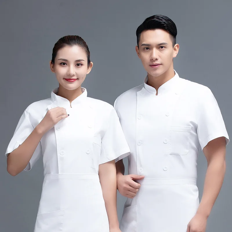 Chef Overalls Men's Short-Sleeved Summer Hotel Catering Work Clothes Kitchen Cake Shop Baking Clothes Breathable Thin