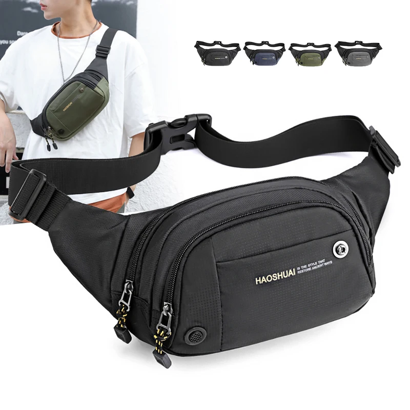 Men Waist Fanny Pack Belt Sling Chest Bags Pouch Outdoor Sports Travel Climb Fashion Nylon Male Cross body Hip Bum Bag Purse