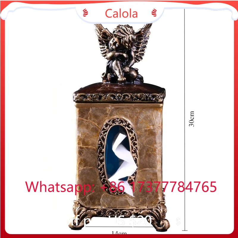 Creative Angel Figurine Shell Tissue Box Desktop Napkin Storage for Living Room Coffee Dining Decor