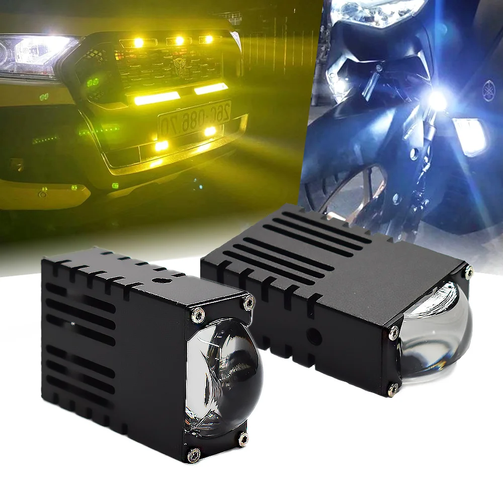 2PC 50W Grile LED Light Pods Front Headlight Motorcycle ATV UTV Projector Lens Car Fog Offroad 10000LM With Fun 10V-80V