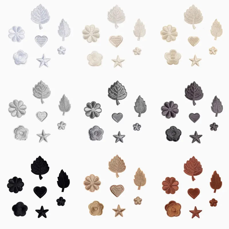 7pcs/Set Different Shape Leaves Flower Patch Embroidered Adhesive Patches for Clothing Applique DIY Stickers On Clothes