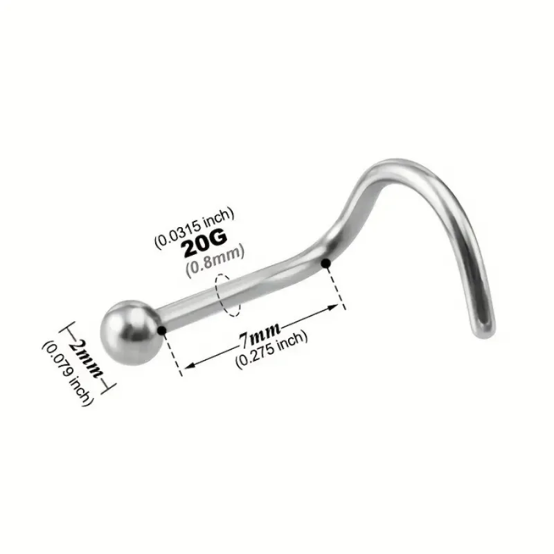 21pcs 20G Stainless Steel Nose Rings Hoops Studs Flower Heart Diamond Nostril Nose Piercing Jewelry Nose Screw Studs Rings