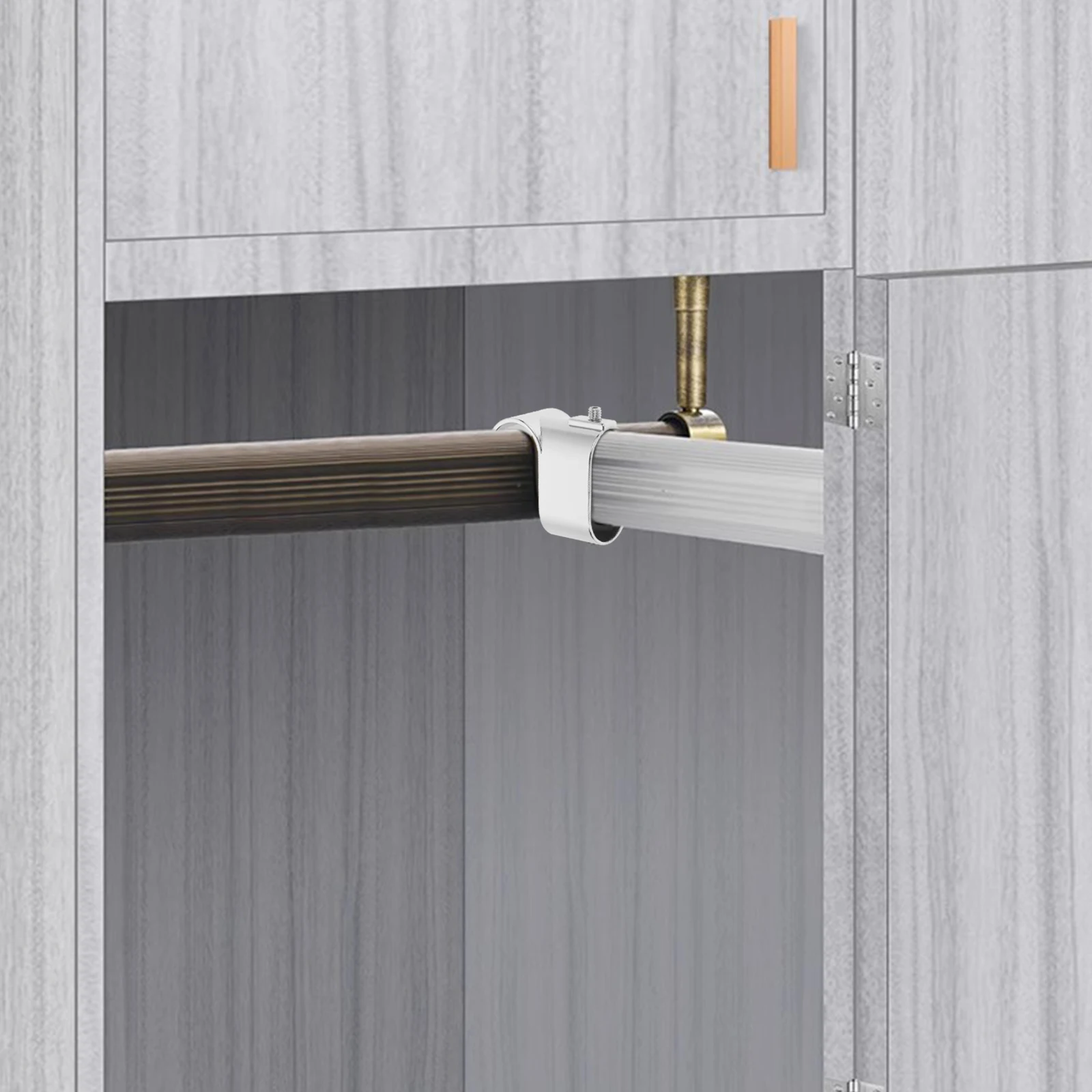 

2Pcs Closet Bracket Zinc Alloy Silver Reliable Wardrobe Accessories Socket For Home Storage Closet Rod End Supports Display