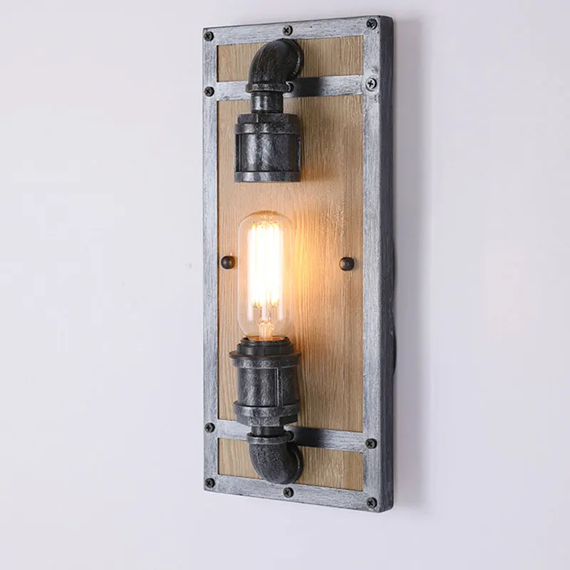 

Vintage Wooden Wall Light Industrial Style Restaurant Hallway Cafe Kitchen Bedroom Bedside Wall Light Decorative Lamp