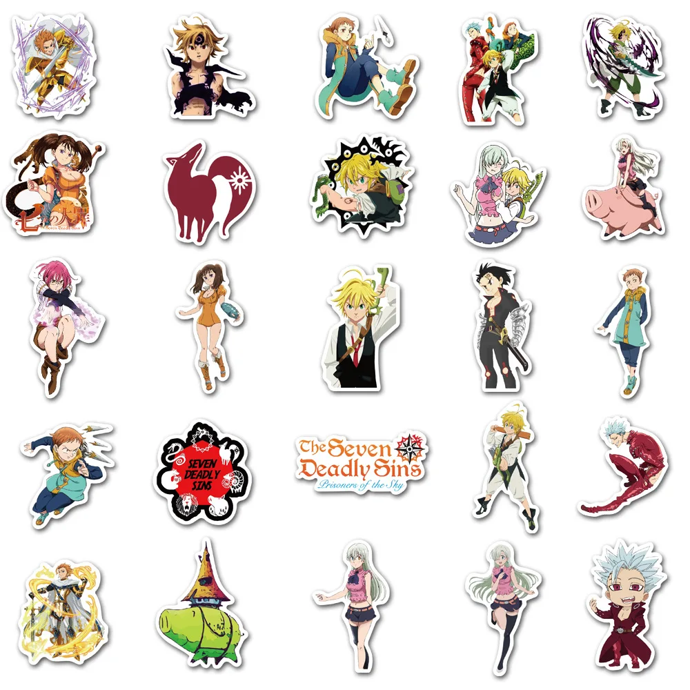 50Pcs Animation The Seven Deadly Sins Personalized Graffiti Sticker Motorcycle Trunk Refrigerator Guitar Waterproof Anime Decal
