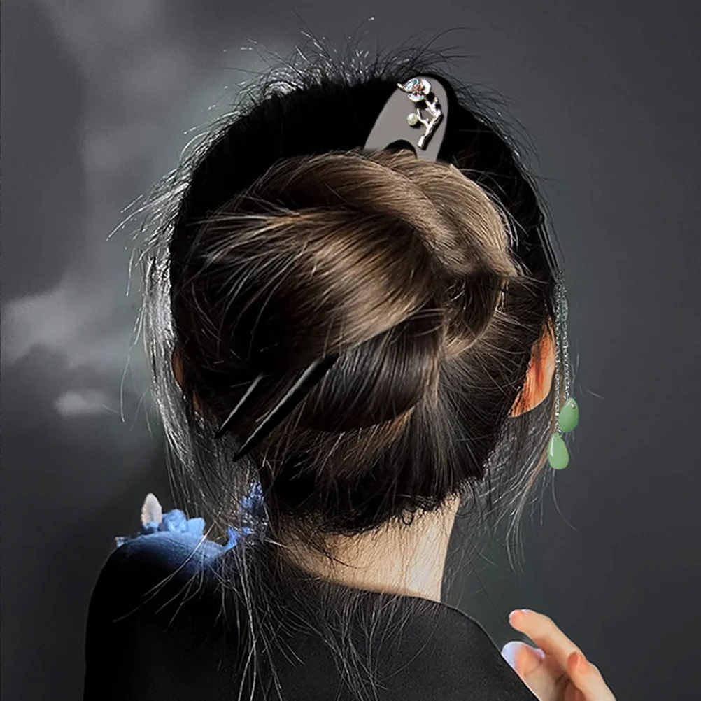 

-Shaped Wooden U Shaped Stick For Long Pins For Women Thick Bun Pins Women'S Hair Pin Hair Accessories