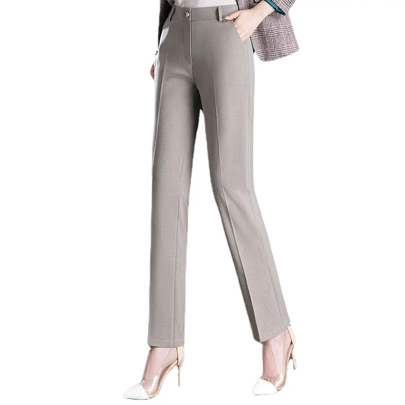 Nowe damskie spodnie khaki 2026, jesienne spodnie garniturowe z wysokim stanem, proste, luźne spodnie do sukienki, czarne, szare spodnie damskie, pantalones