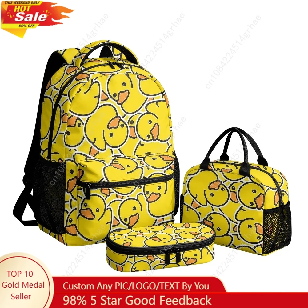 Yellow Duck Custom Leisure All-Over Print 3-Piece Backpack Set (Includes Backpack, Lunch Bag, and Pencil Case)