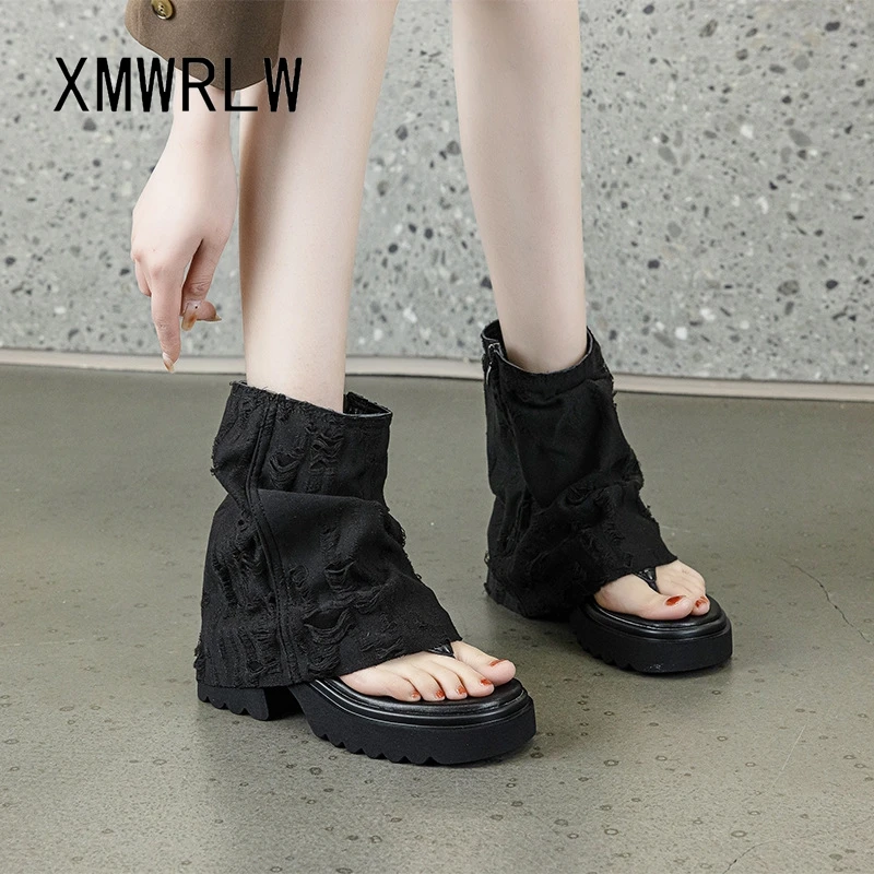 xmwrlw-2025-summer-women-ankle-boots-shoes-fashion-high-heels-6cm-female-ankle-boots-summer-shoes-women-rubber-sole-boot-shoes