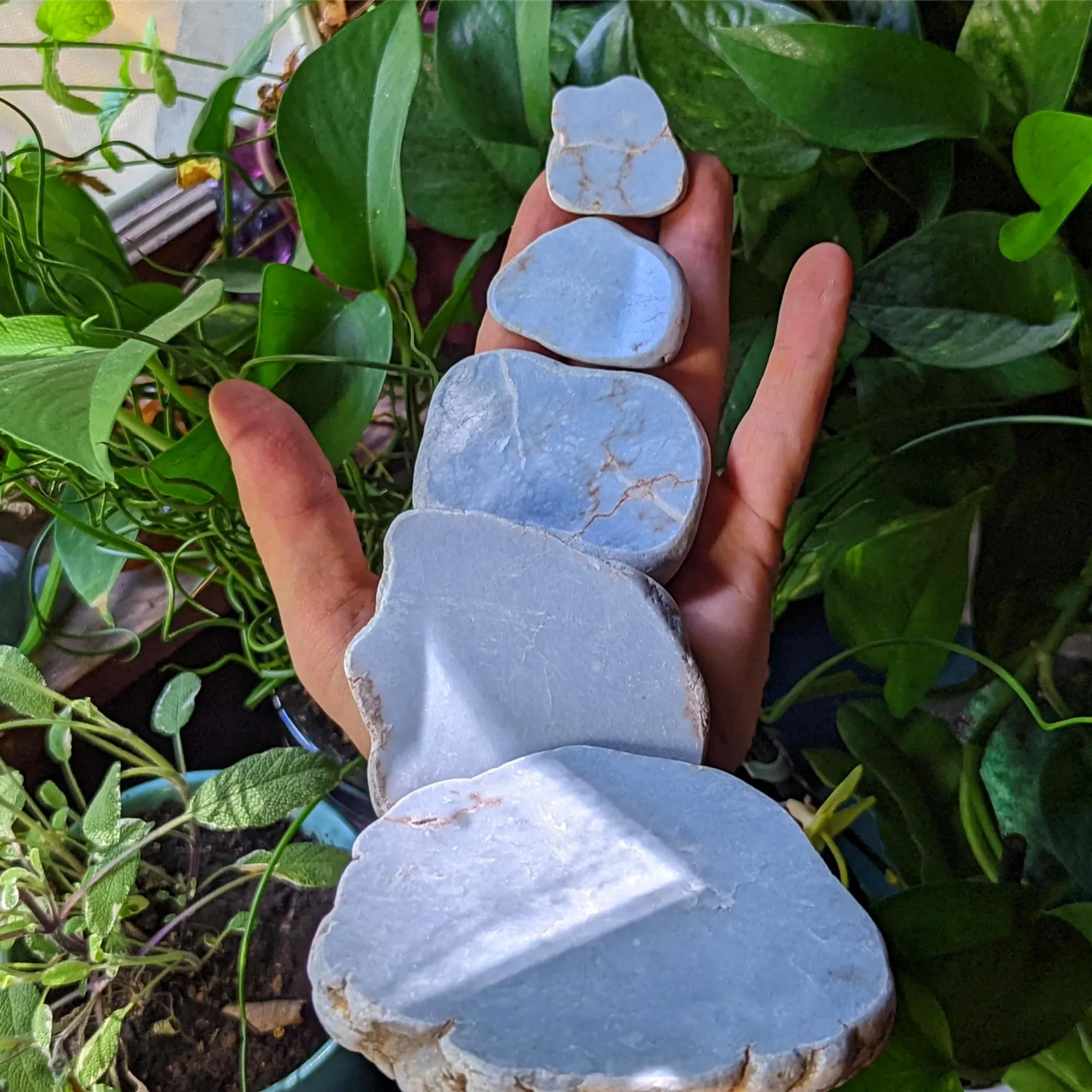 1pc Premium Angelite Raw Crystal Slice, Blue Angelite Crystal Freeform, Coaster Decor, Home Decor, Father's Day Gift Giving