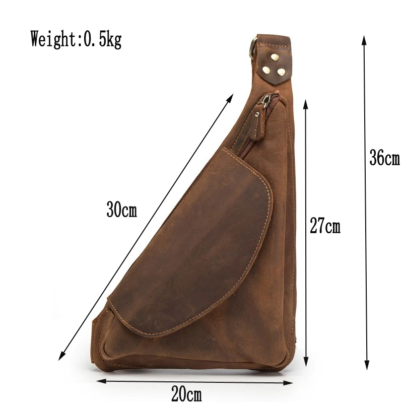 Man Triangle Chest Bag Genuine Leather Crossbody Shoulder Handbag Male Messenger Bag Business Travel Blosa father\'s day Gift
