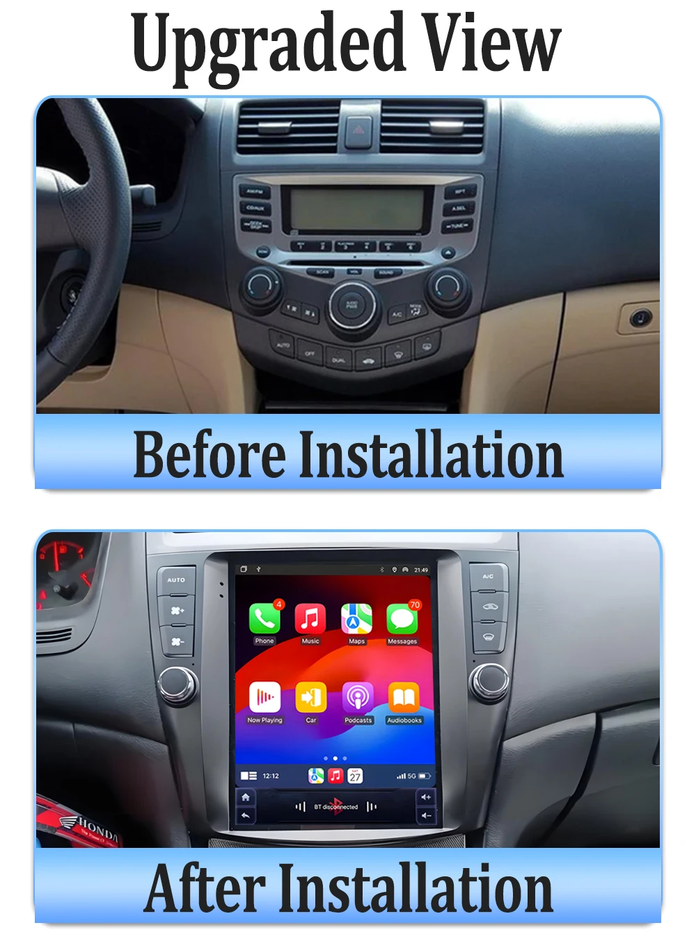 راديو السيارة أندرويد لهوندا أكورد 7 2003 - 2008 9.7 بوصة شاشة CarPlay لنمط تسلا شاشة تعمل باللمس نظام تحديد المواقع والملاحة واي فاي RDS