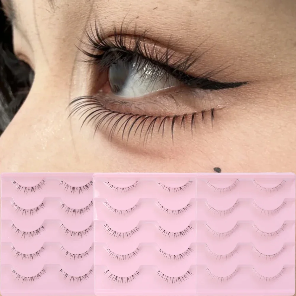 5 paia di ciglia inferiori Manga Clear Band sottile piccola fiamma sotto ciglia finte striscia ciglia inferiori naturali strumenti per il trucco coreano