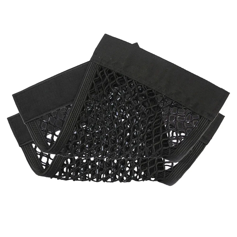 

2pcs Universal Double Layer Trunk Organizer Bag For Car Elastic Mesh Storage Net Durable Oxford Fabric Fastening Easy Install