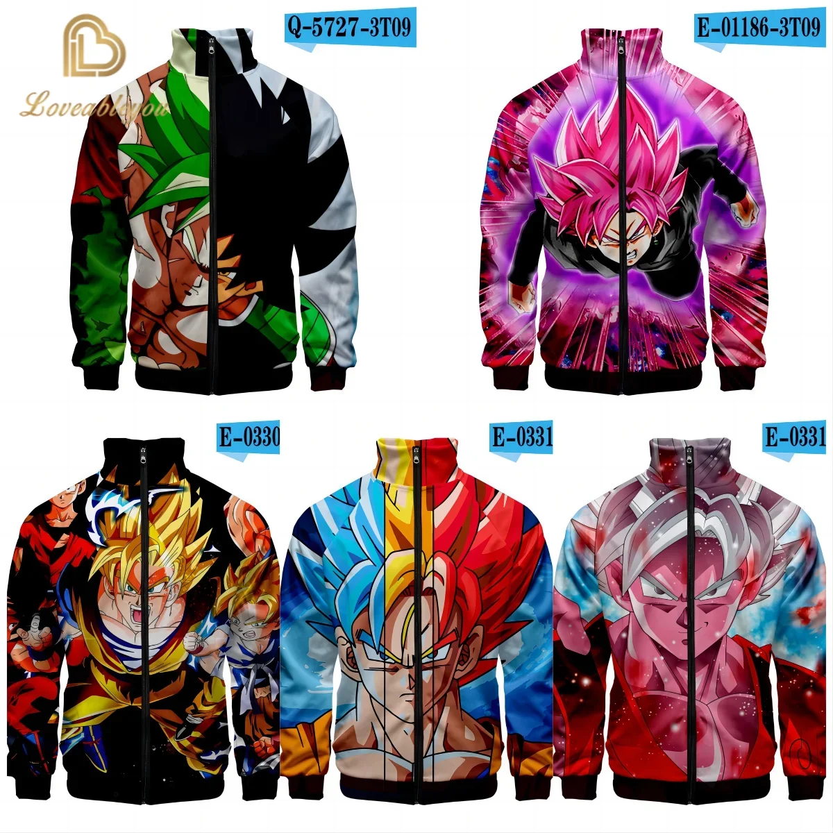 Nueva moda Dragon Ball estampado Stand Collar cremallera Sudadera con capucha hombres mujeres cremallera sudaderas con capucha chaquetas de manga larga deporte Hip Hop sudaderas