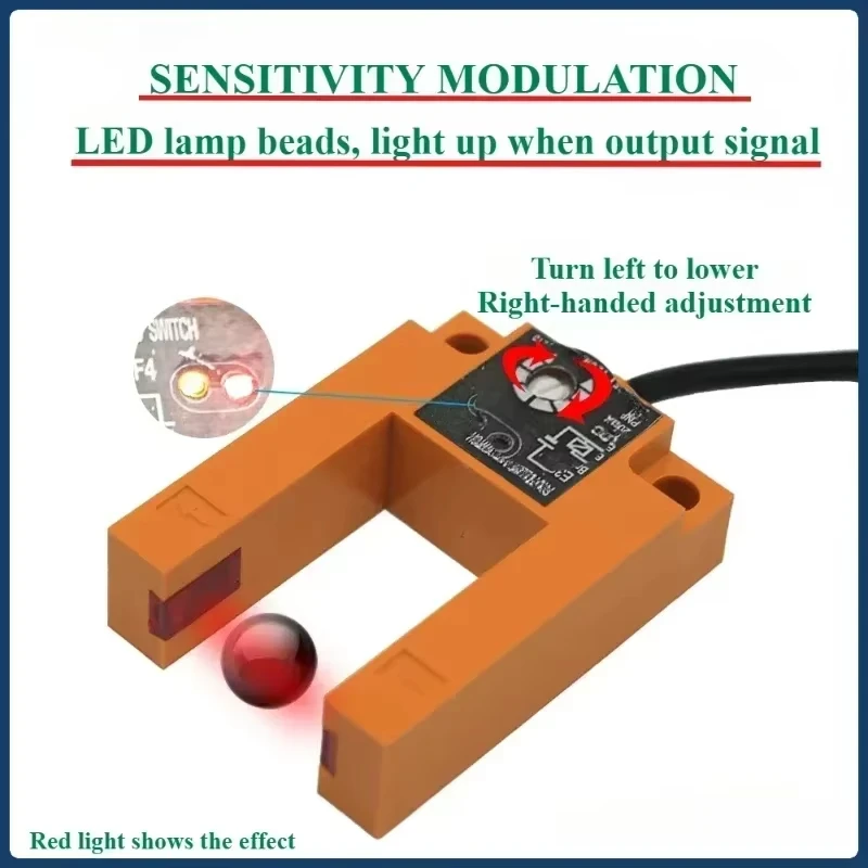 Infrared U-Slot Photoelectric Sensor E3S-GS30/E3S-GS15/E3S-GS7 DC 12-24V Proximity Switches Three-Wire NPN PNP Detection