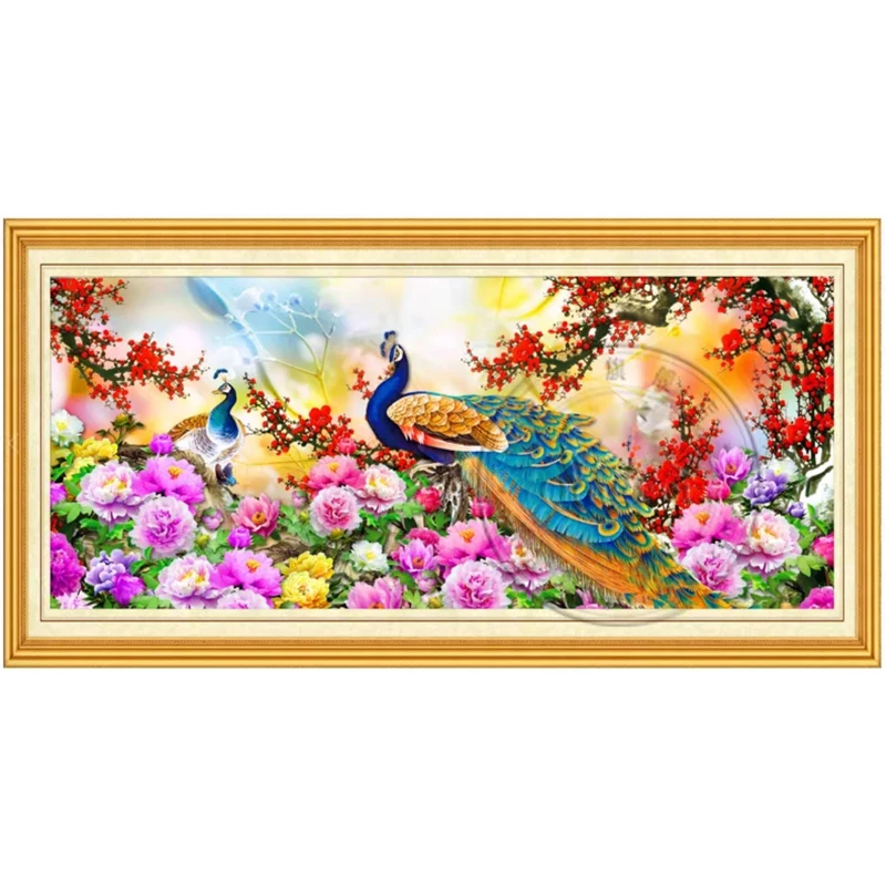 Peacocks 9CT 11ct Printed Needlework,DIY Living Room Printed Cross Stitch,Sets For Embroidery Kit Full Cotton/Silk Threads
