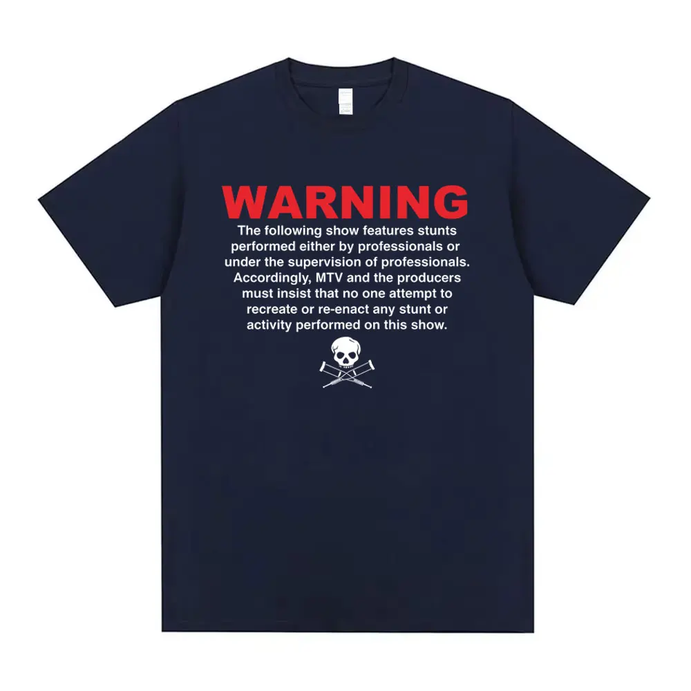 Warning Jackass Skeleton Crutches Graphic T-shirt Men Women Fashion Casual Oversized T Shirts Men's Vintage Gothic Rock T-shirts