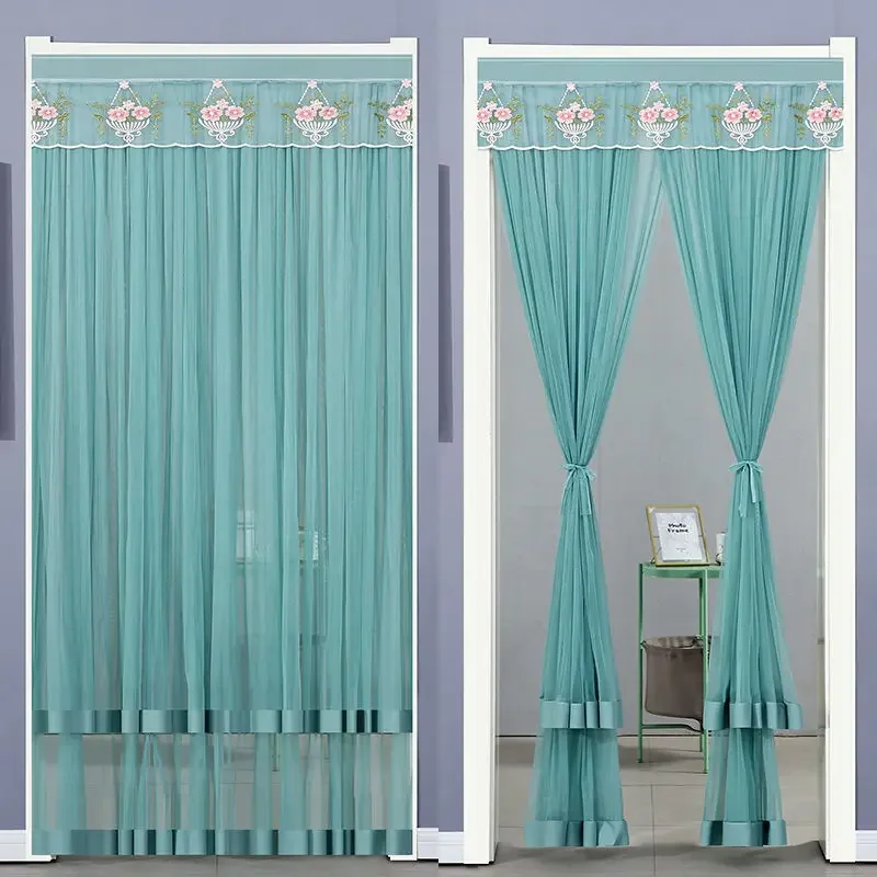 Anti-Mosquito and Insect-proof Lace Partition Curtain Anti-fly Curtain Kitchen and Bedroom Decorative Door Curtain, 1PC