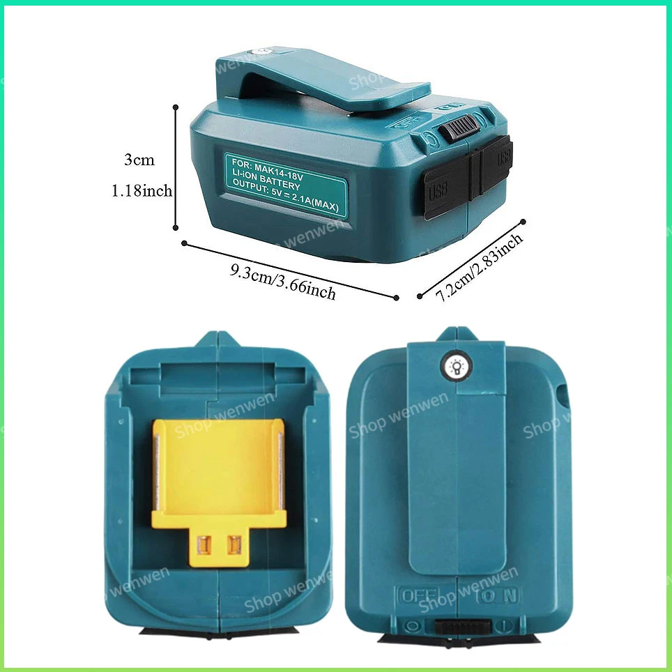 Ersatz adp05 Stromquelle Dual-USB-Ladegerät Adapter für Makita 14,4 V/18V lxt Lithium-Ionen-Batterie konverter mit LED-Licht