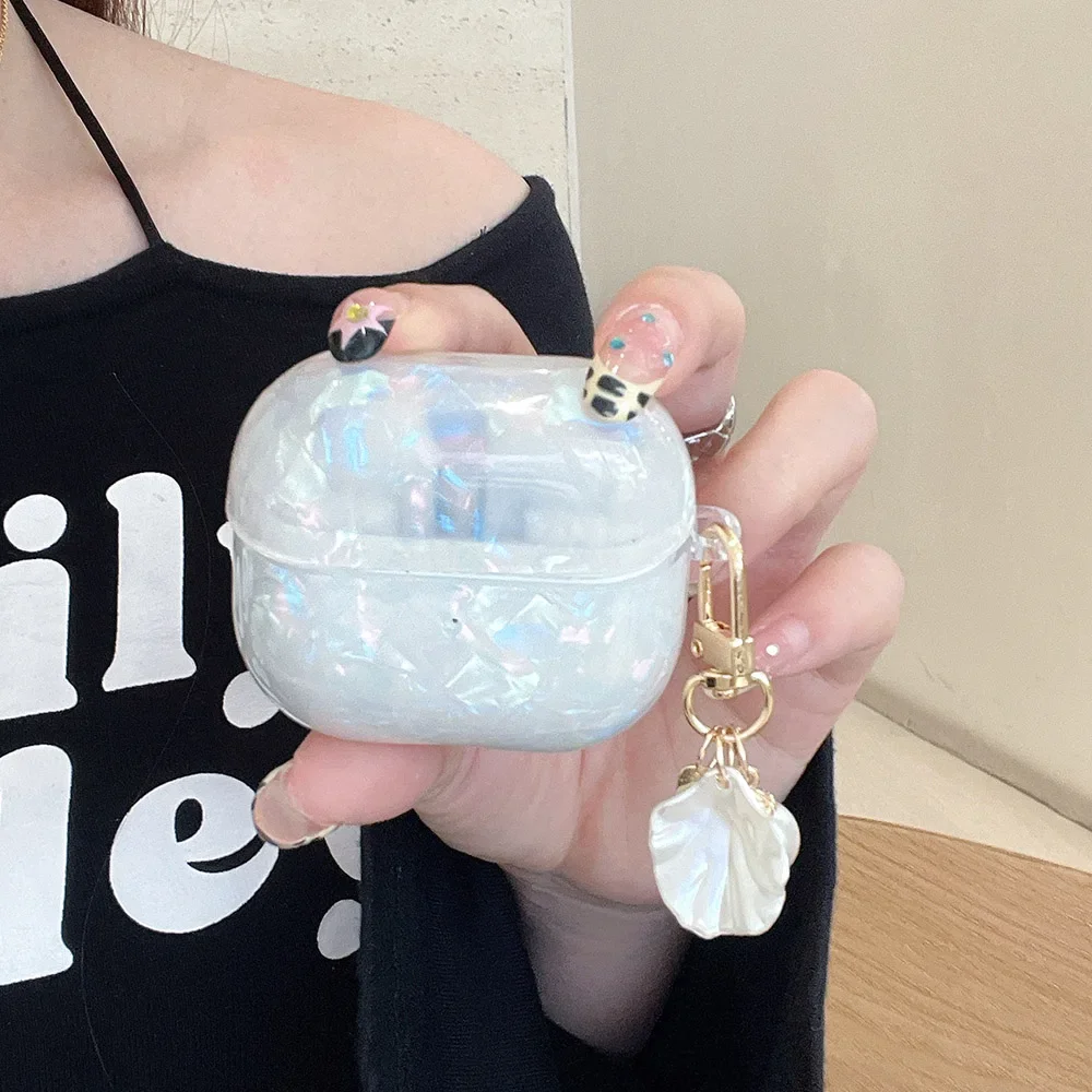 Capa para samsung galaxy buds 3 pro fones de ouvido capa protetora roxo escudo pérola pingente para galaxy buds 2 pro ao vivo capa macia