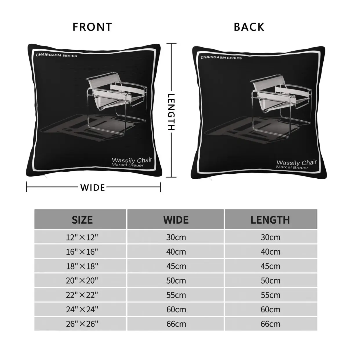 Marcel Breuer Chairgasm Series Wassily Chair Square Pillowcase Polyester Linen Velvet Printed Zip Decor Sofa Cushion Cover 45x45