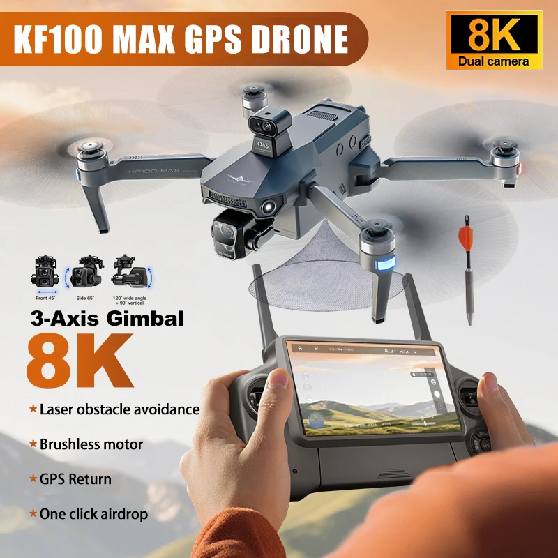 

KF100 MAX Professional GPS Drone 8K 3-Axis Gimbal HD Aerial Photography Obstacle Avoidance Digital Image Transmission RC Toys