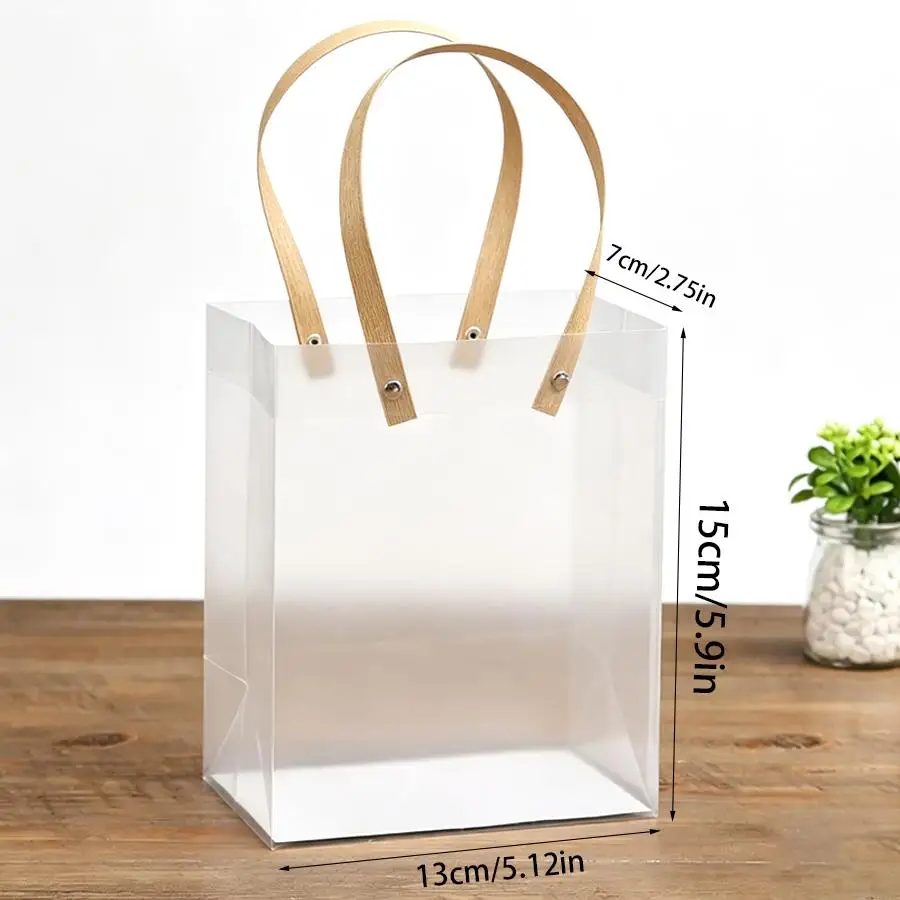 20pcs Matte Frosted Gift Bags with Ribbon, Transparent Portable Tote Pouches, Present Packaging for Wedding, Birthday Party, XJM