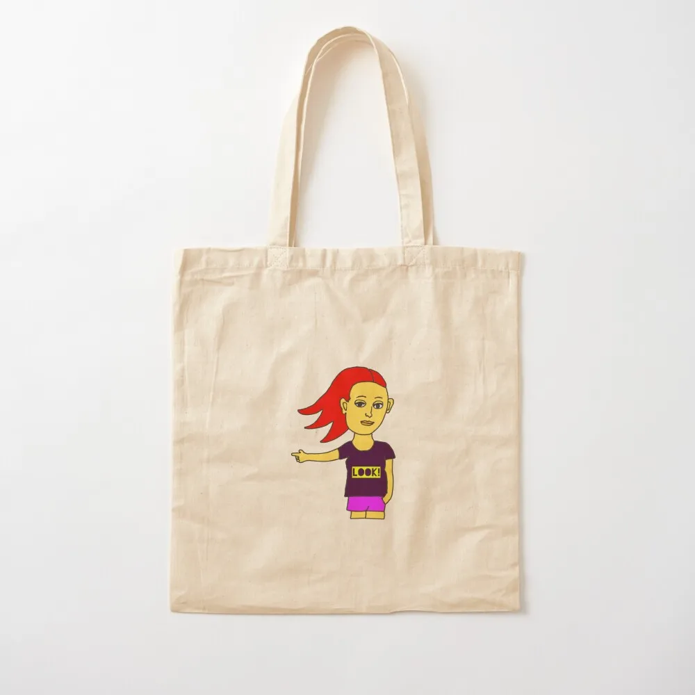 Girl pointing towards side Tote Bag Portable shopping bag Reusable bags