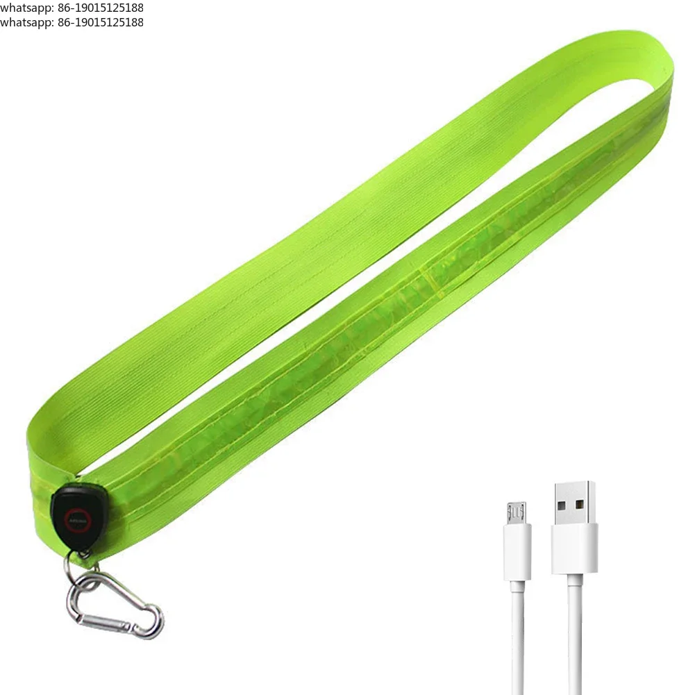 LED Reflective Running Belt Rechargeable Cycling LED Shoulder Straps Night Safety Outdoor Hiking Jogging Walking Light Gear