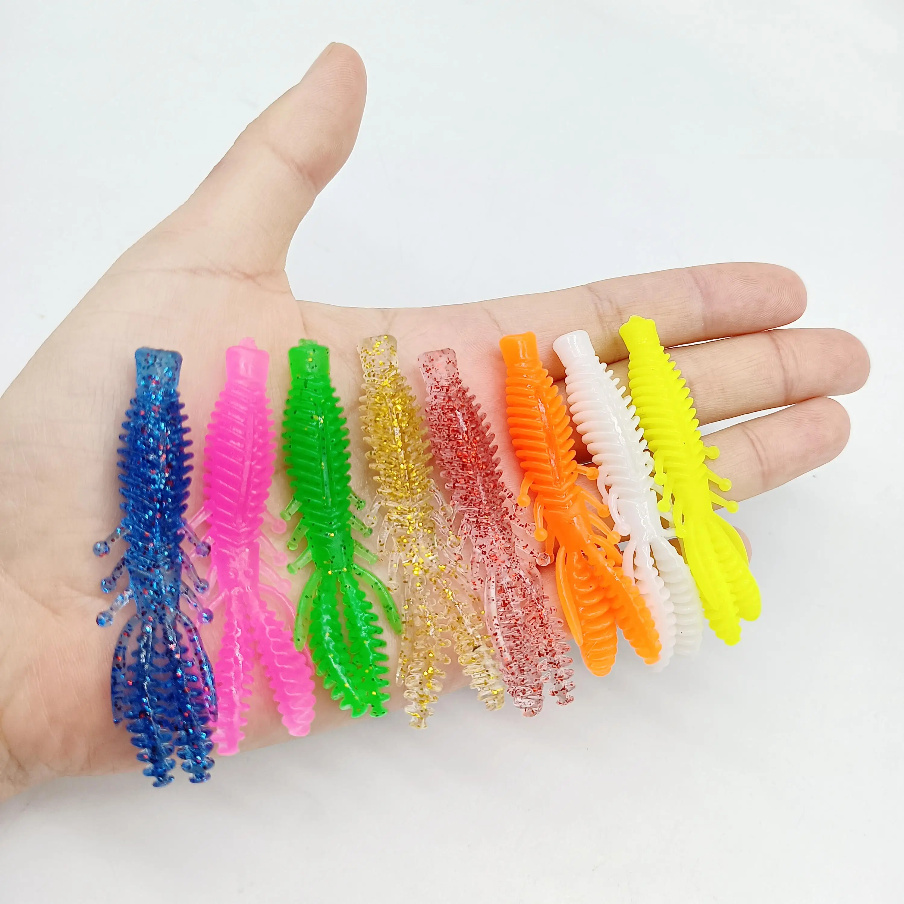 DUODUOYU 8PCS Floating Bibi shrimp Fishing Lures 65mm/2.5g 70mm/3.6g TPE Soft Bait Crawfish Lure NED Rig Trailer For Bassing