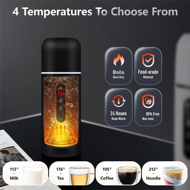 A65Z غلاية السيارة المحمولة كوب تسخين المياه المحمولة مناسبة لتسخين الشاي والقهوة والحليب