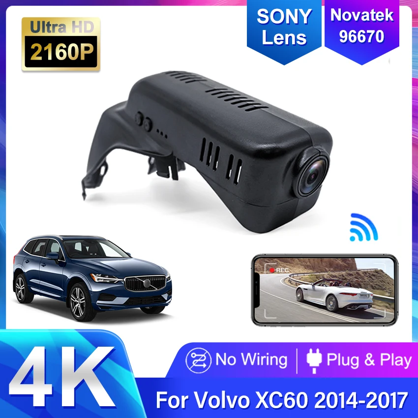 Car DVR 4K 2160P Video Recorder for Volvo XC60 2017 2016 2015 2014,Plug and Play Dashcam Wifi Dash Cam 4K Camera for Car