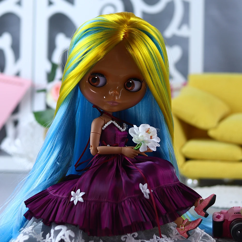 

ICY DBS Blyth кукла 1/6 bjd Синие и желтые волосы куклы серии с зелеными волосами телесного цвета для девочки в подарок