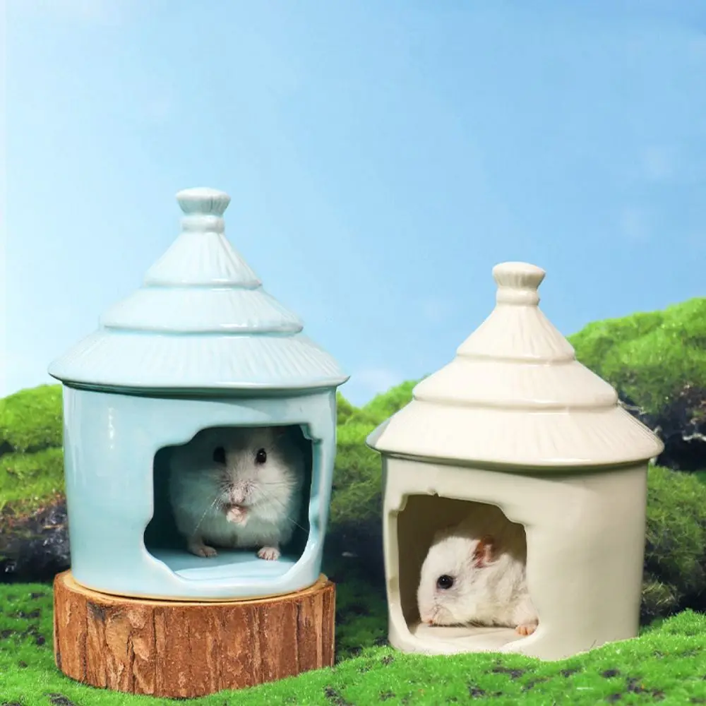 

Pet Supplies Ceramic Hamster Nest Cute Cooling Pet Hiding House Creative Cartoon Hamster Bed Four Season