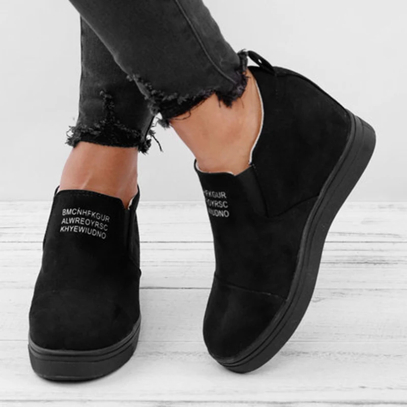 Women Ankle Boots Wedges Spring Female High Heel Platform Increasing Shoes Ladies Elastic Band Fashion Casual Footwear