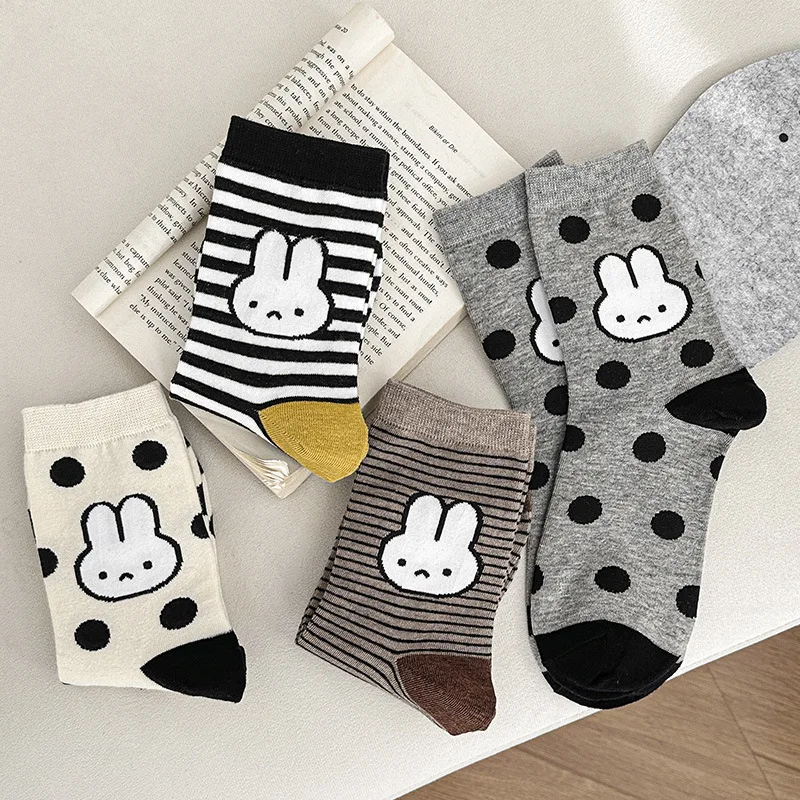 Miffy Cartoon Unisex Breathable Cotton Tube Socks High Color Value Creative Cute Stylish Durable All Match Gift Everyday view 2