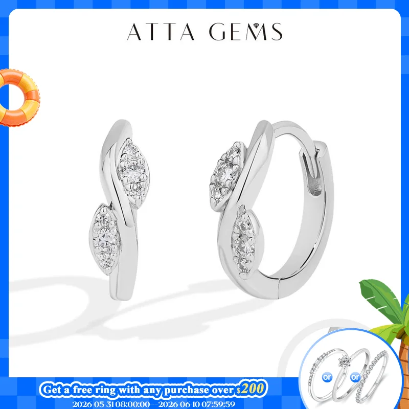 

ATTAGEM Moissanite Women Hoop Earrings DVVS1 Real 925 Sterling Silver Classic Pendants For Party Wedding Engagement Fine Jewelry