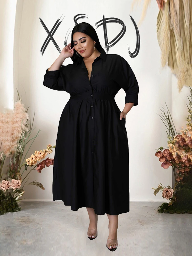 Elegant and Beautiful Womens Dresses Shirt Type Dresses for Chubby Long Sleeve Curvy Dresses Plus Size Wholesale Dropshipping