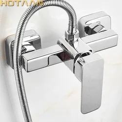 . Polished Chrome Finish New Wall Mounted shower faucet Bathroom Bathtub Handheld Shower Tap Mixer Faucet  YT-5336