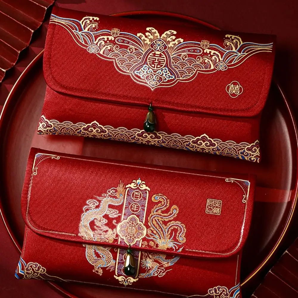 Multiple Patterns 2024 Money Pocket Tassel Design Best Wishes Brocade Red Envelope Embroidery New Year's Blessing Bag