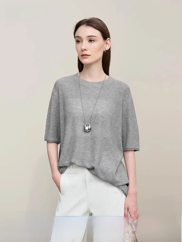 

Новый весенний женский круглый вязаный свитер больших размеров Ne, повседневный, из смеси шерсти из полиэстера, удобный свободный крой, средний све