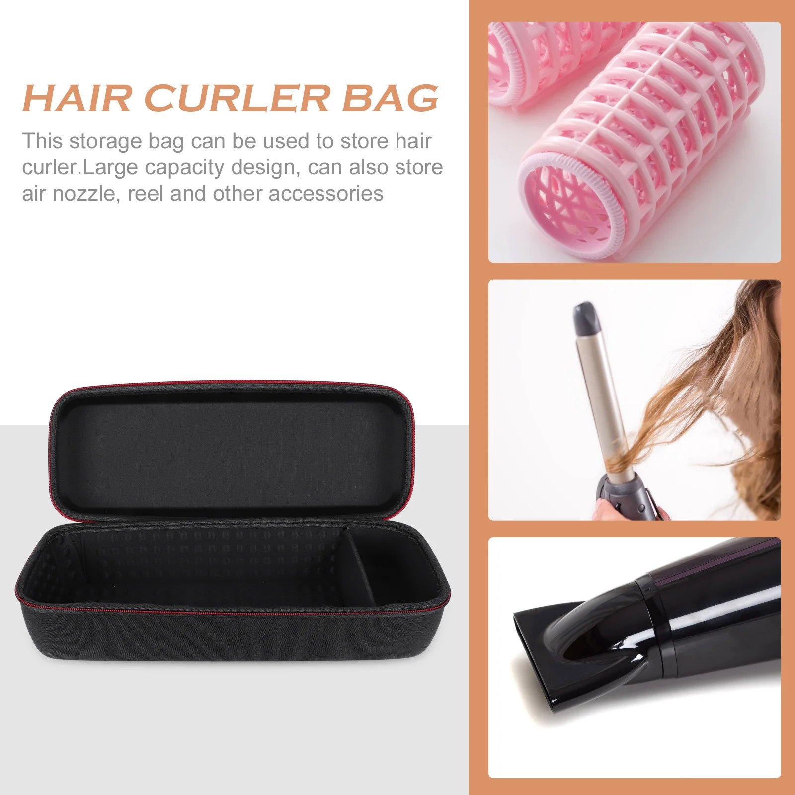

1Pcs Hair Curler Storage Bag Large Capacity Portable Organizer Travel Pouch Lightweight Case for Curling Iron Hair Curler Pouch