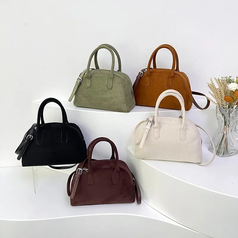 New Suede Zipper Women\'s Top-Handle Bags Simplicity 2024 Hot Sale Bowling Bags for Women Free Shipping Bolsas Femininas