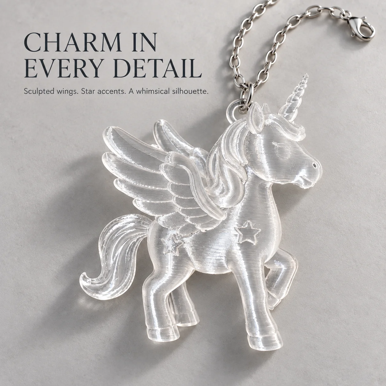 Cute transparent unicorn horse pendant necklace, pendant necklace for ladies, girls, boys Christmas gifts