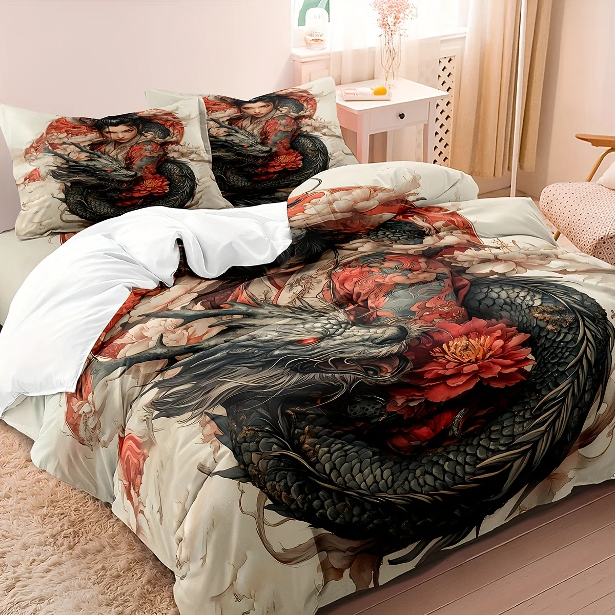 

3pcs Anime Character Duvet Cover Set (1 Duvet Cover, 2 Pillowcases, Does Not Include Filling) Cartoon Anime Figure Print