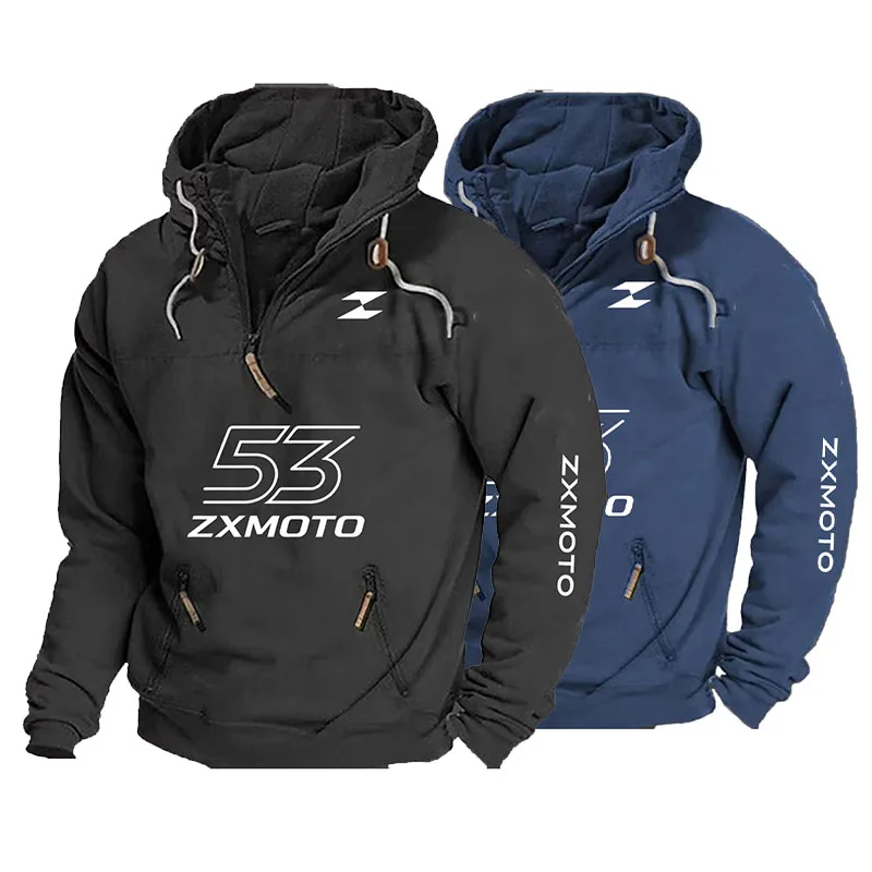 

ZXMOTO Logo Thickened Hoodie Men's Motorcycle Jacket with Hood Racing Suit Casual Retro Hoodie Young Mountaineering Sportswear