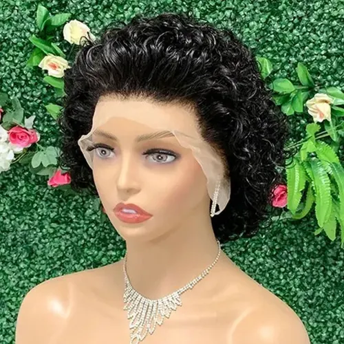 Peluca de Bob corto de cabello humano Remy 13x1 transparente con encaje frontal peluca rizada de onda profunda Bob para mujeres negras línea de cabello prearrancada sin pegamento