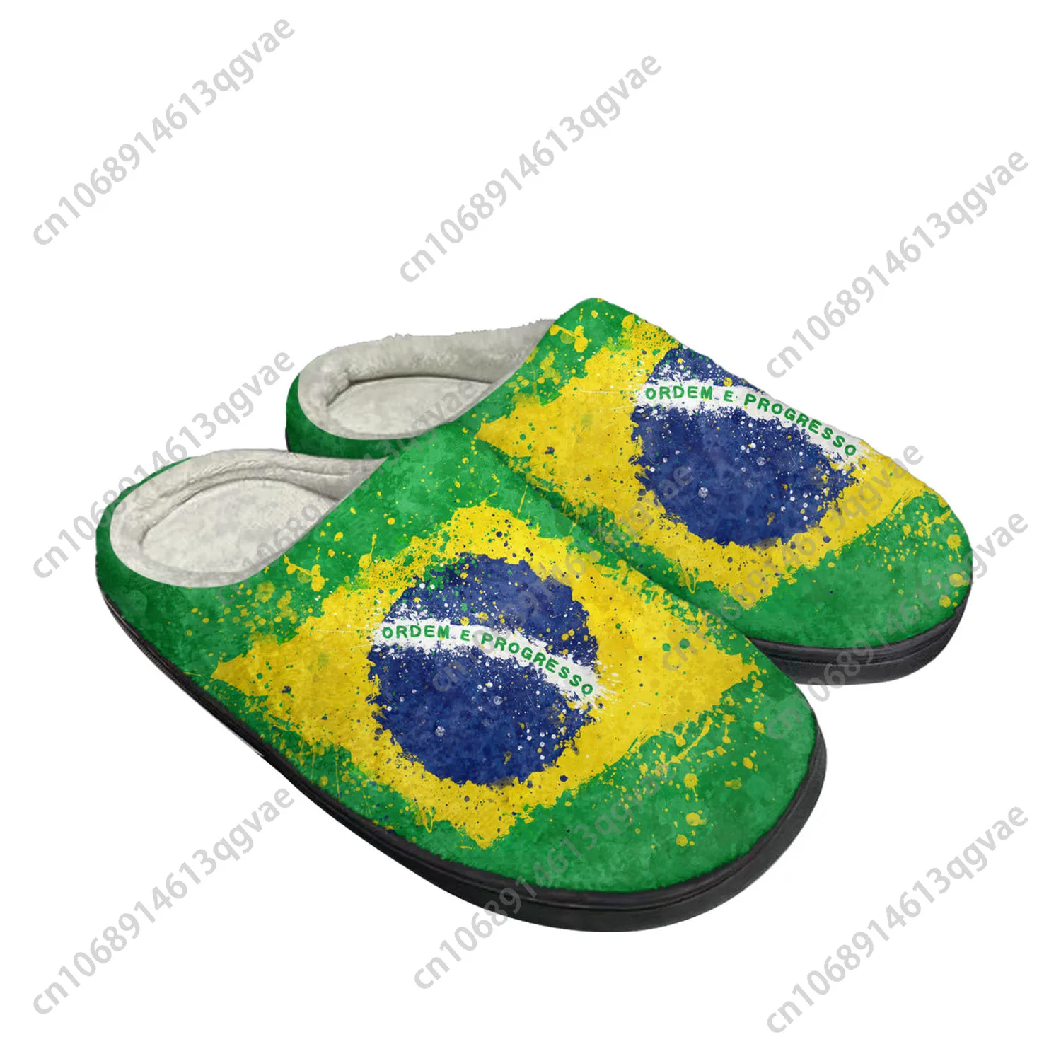 Brazilian Flag Home Cotton Custom Slippers Mens Womens Sandals Brazil Prode Plush Bedroom Casual Keep Warm Shoes Thermal Slipper