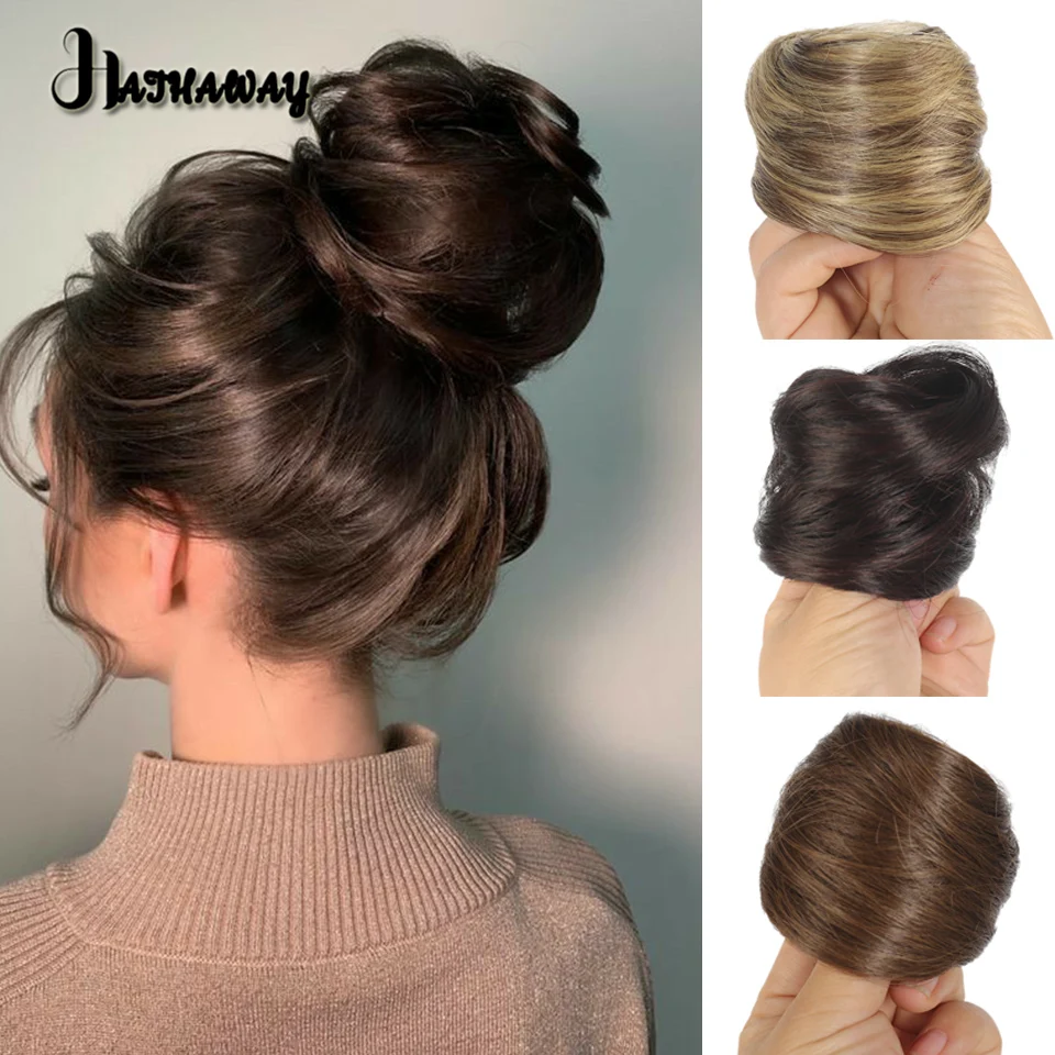 Fashion 4-inch Synthetic Bun Ladies Elastic Doughnut Straight Hair Bun Is Suitable For Parties And Casual Dress Commuting Wear